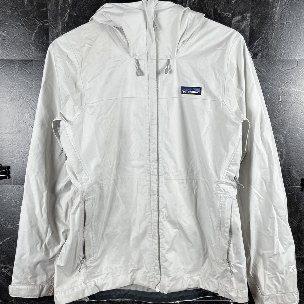 Patagonia Women's White Torrentshell H2NO Wind Rain Jacket Small -Flaws